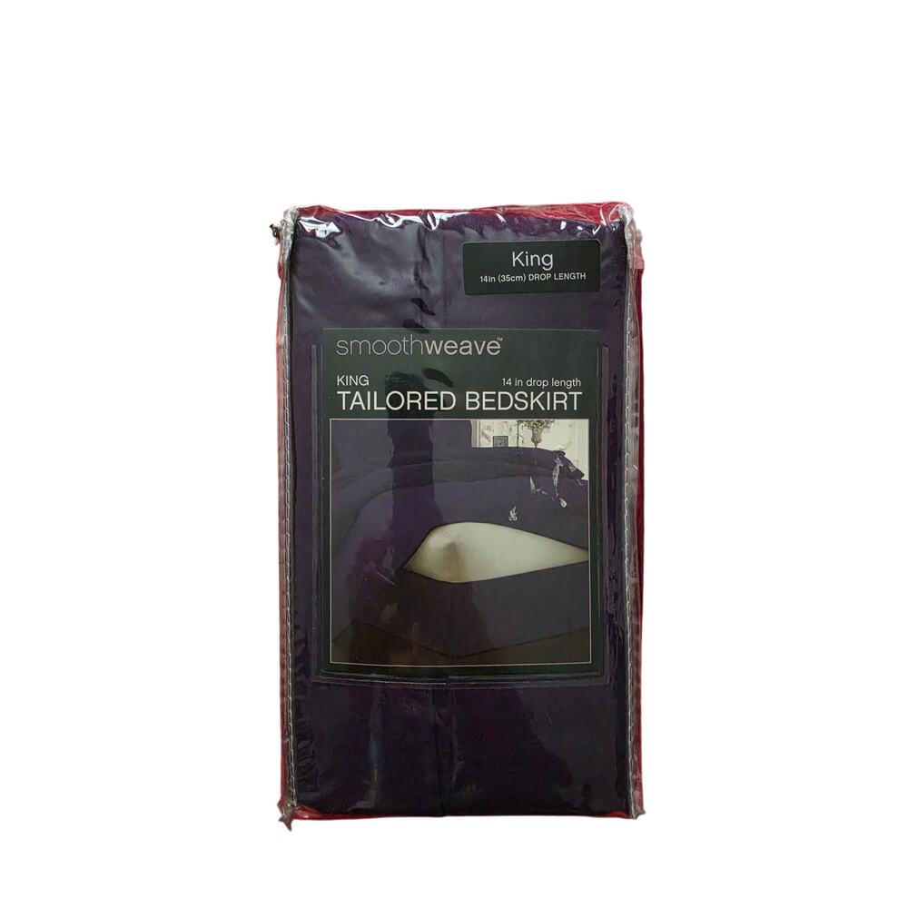 Smoothweave King Tailored Bedskirt 14 Inch Drop Length Purple Navy NIP